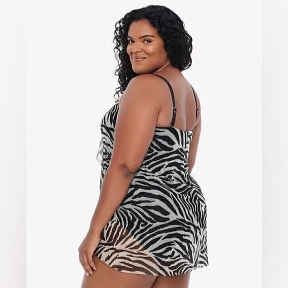 Lauren RALPH LAUREN Plus Size Zebra Print Flyaway One Piece size 18W New - Picture 4 of 13